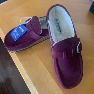 Birkenstock New w/o Box Buckley Shearling Maroon Suede Leather Narrow Size 41